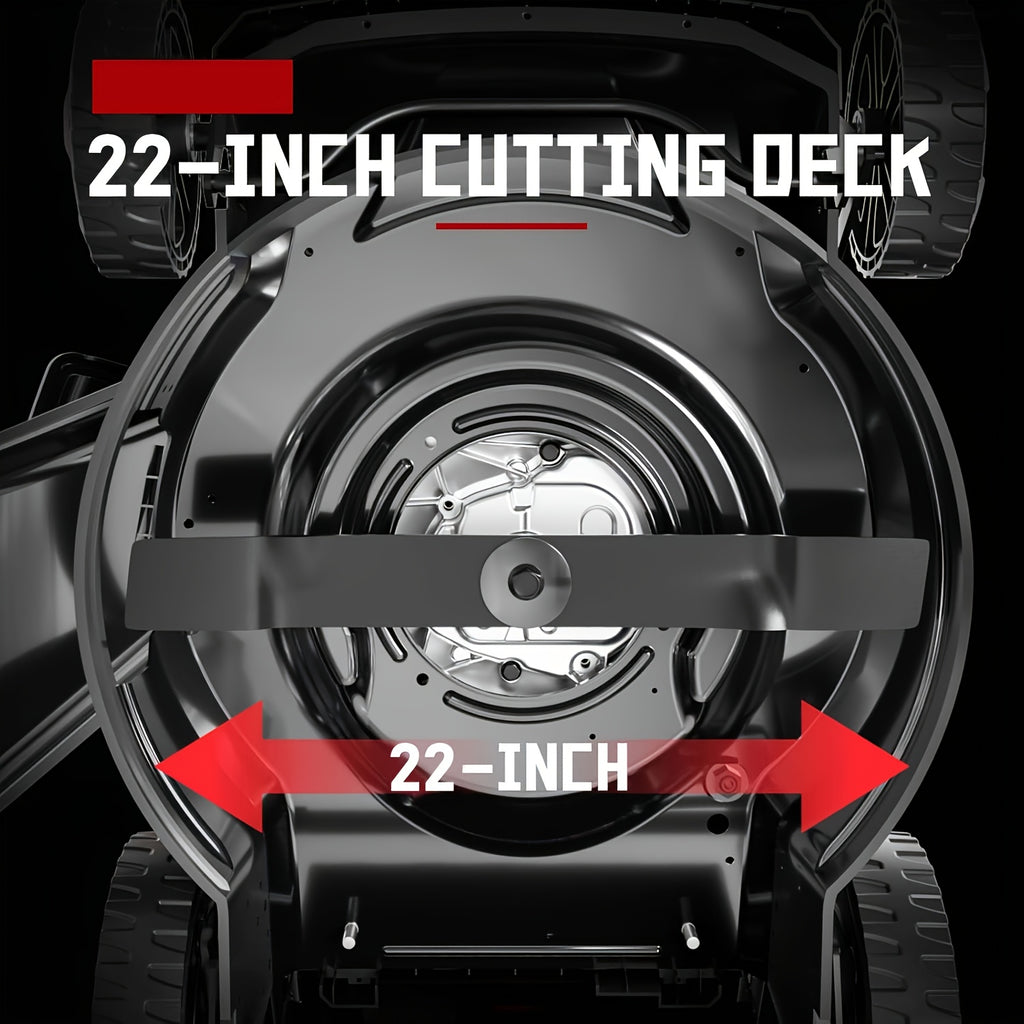 22 Inch 201cc 4-Cycle Engine 3-Position Cutting Height Adjustment 3-in-1 Gas Walk Behind Hand Push Lawn Mower (Hand Push), Comes with Four Bonus Decorative Wheel Plates