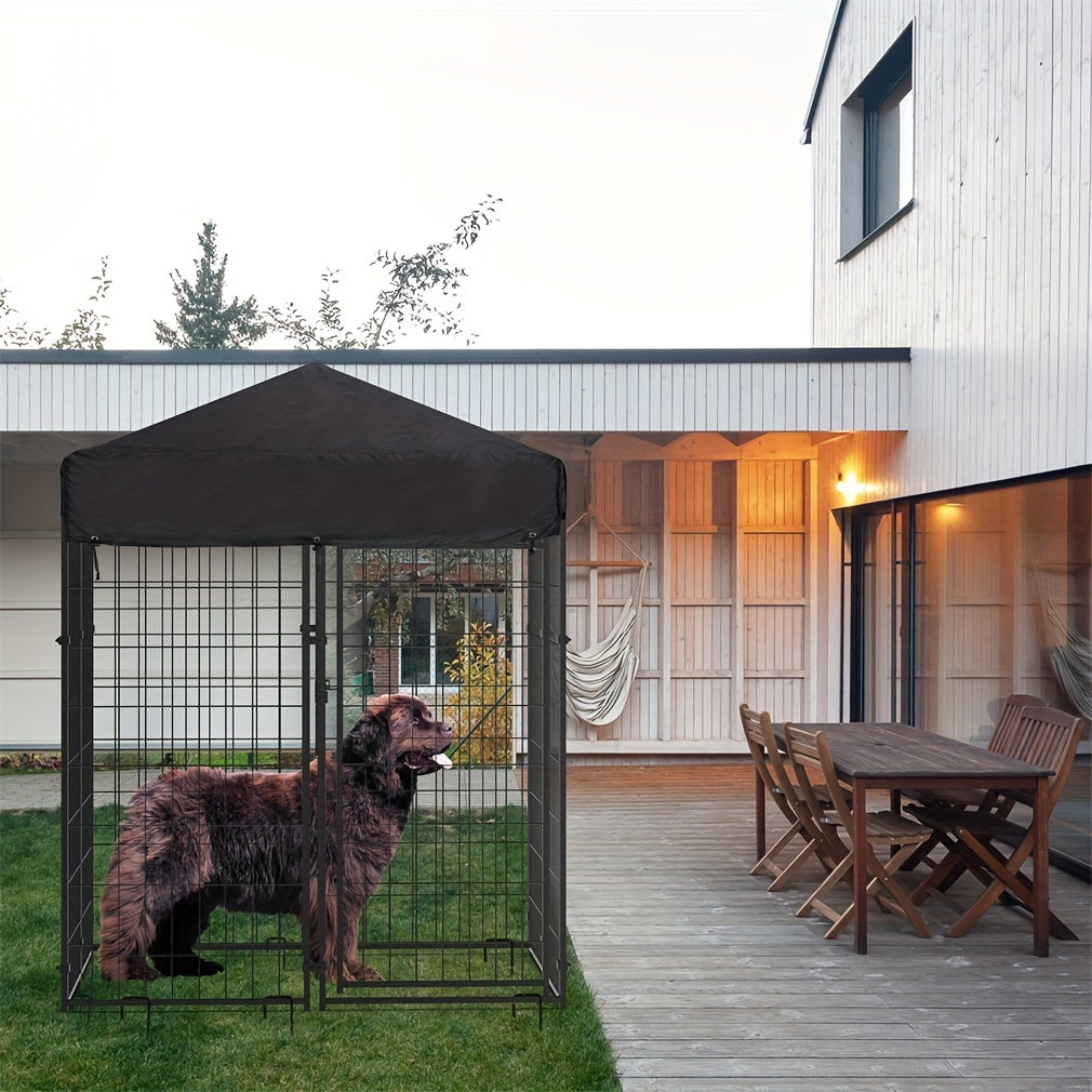 Large Dog Cage Heavy Duty Metal Dog Kennel Outdoor Indoor With Waterproof Cover S-XL