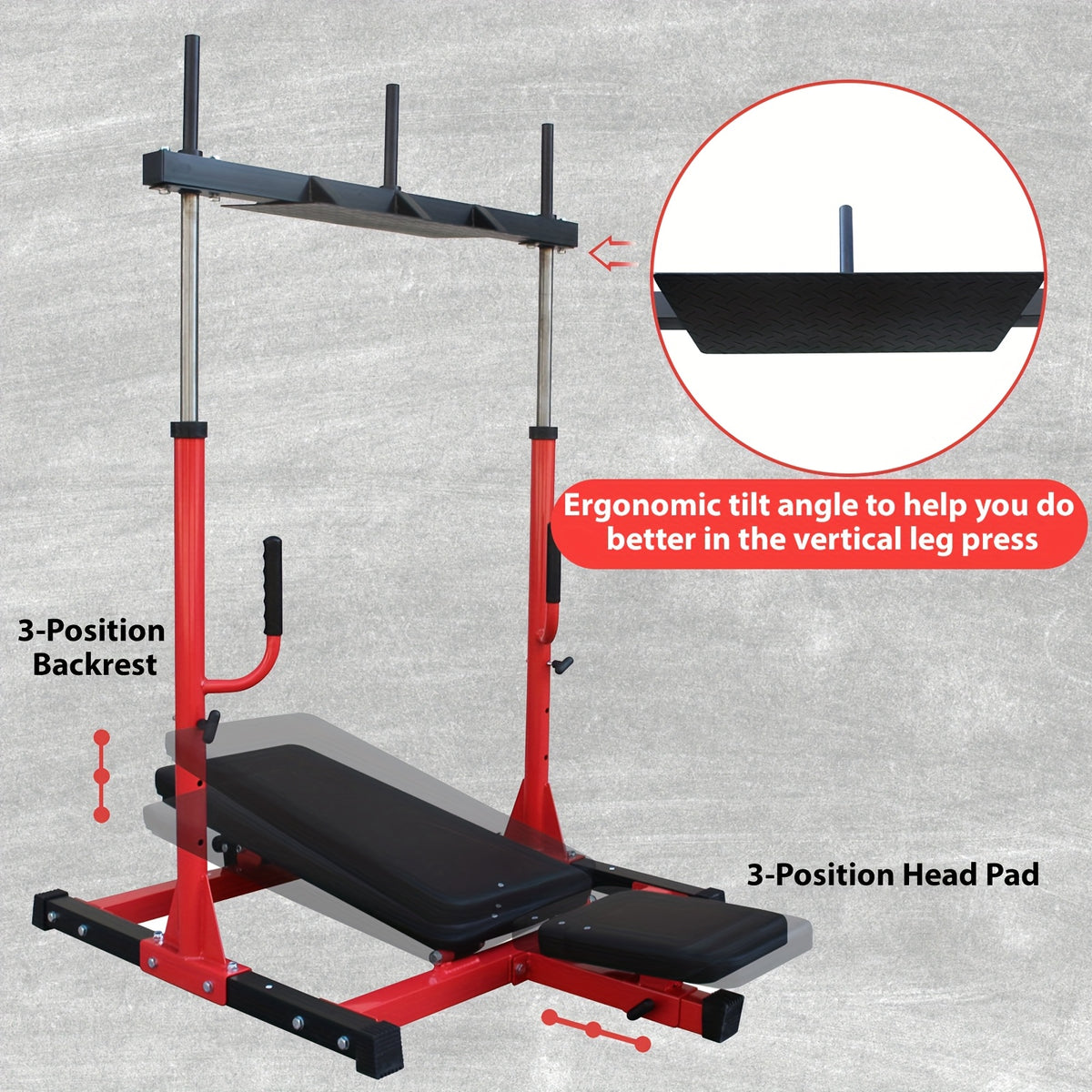 Vertical Leg Press Machine for Home Gym Heavy-Duty Leg Press with Adjustable Leg Resistance, Back And Head Positions Professional Lower Body Strength Trainer for Leg Workouts, 660 Lbs Capacity