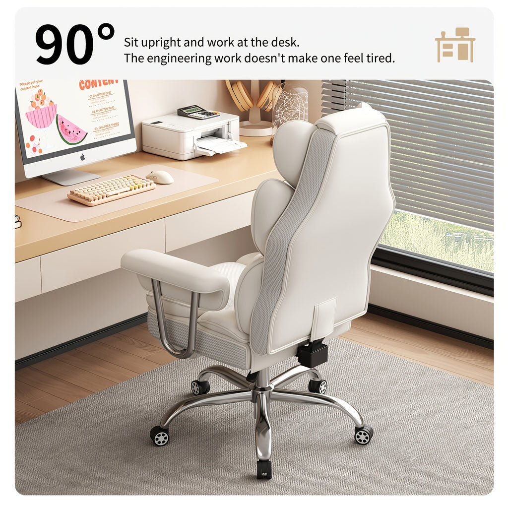 Executive Office Chair with Footrest — Oversized High-Back Recliner Rated to 500 lb for Home Desk Seating