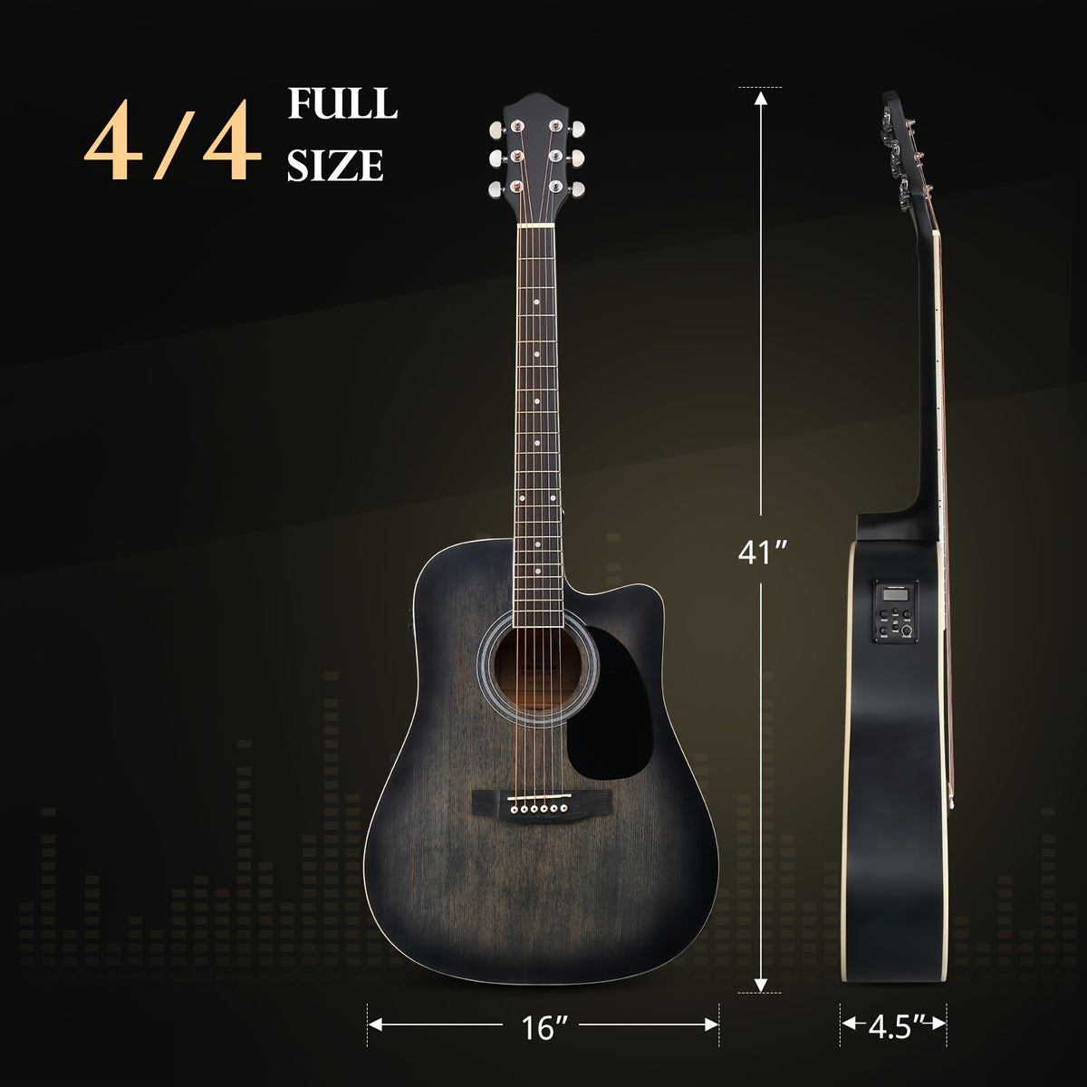 Bonnlo Electric Acoustic Guitar Kit, Full Size Acoustic Folk Guitar, 6-String, Cutaway Design, with AMP, Built-In Tuner, Bag, Strap, Picks, Complete Additions, ALL-IN-ONE Set for Beginner, Birthday/Festival Gift for Music Lovers