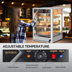 5-Tier Food Warmer Pizza Warmer Countertop, Food Warmer Display Pretzel Warmer with LED Lighting Removable Shelves Glass Door, Pastry Display Case for Buffet Restaurant Cafe, 110V 800W