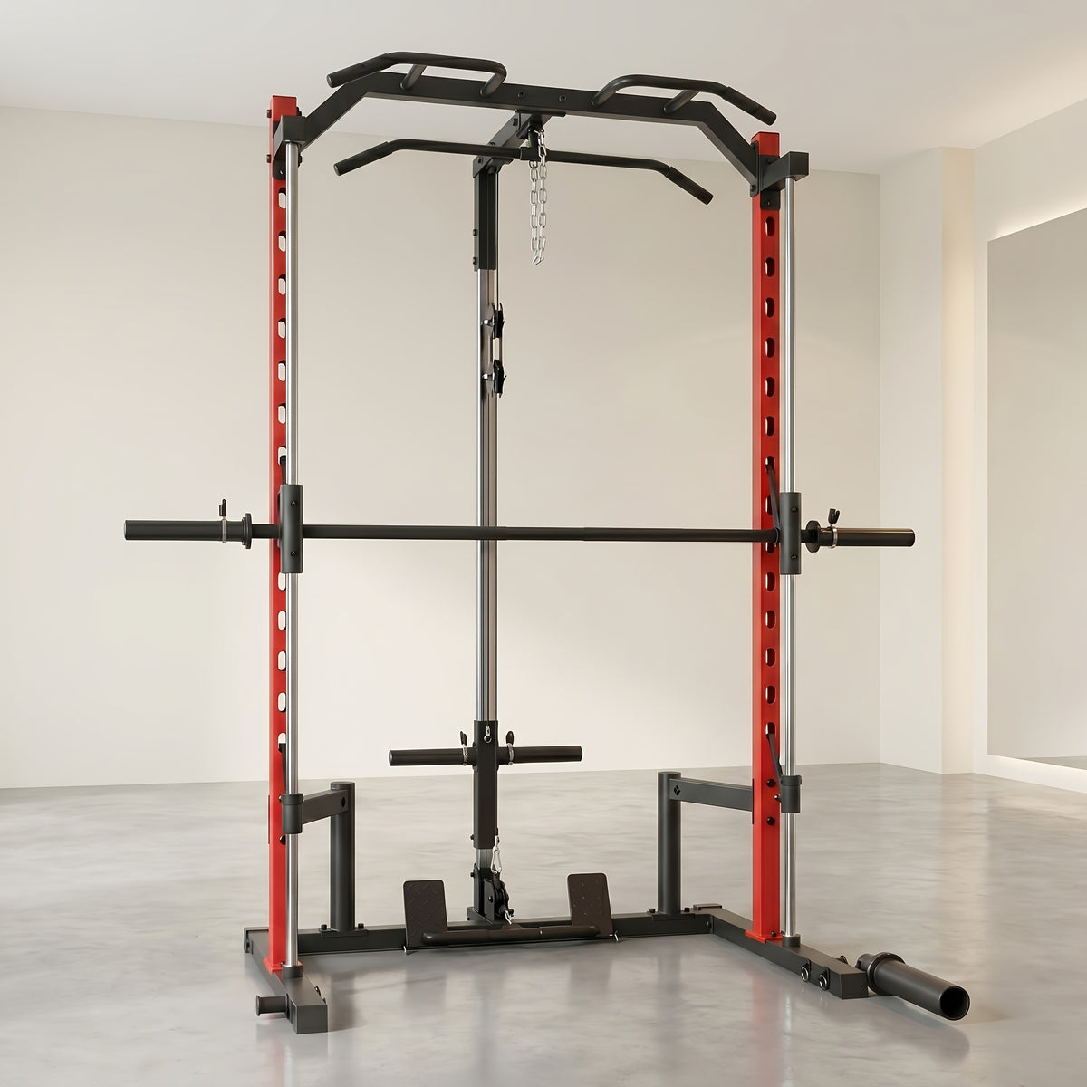 Power Cage, Multi-Functional Power Racks for Home Gym with Dual Pulley Systems, 2000 LBS Weight Capacity Fitness Squat Rack for Strength Workout with More Training Attachment Optional Weight Bench Weight Plates and Barbells Not Included