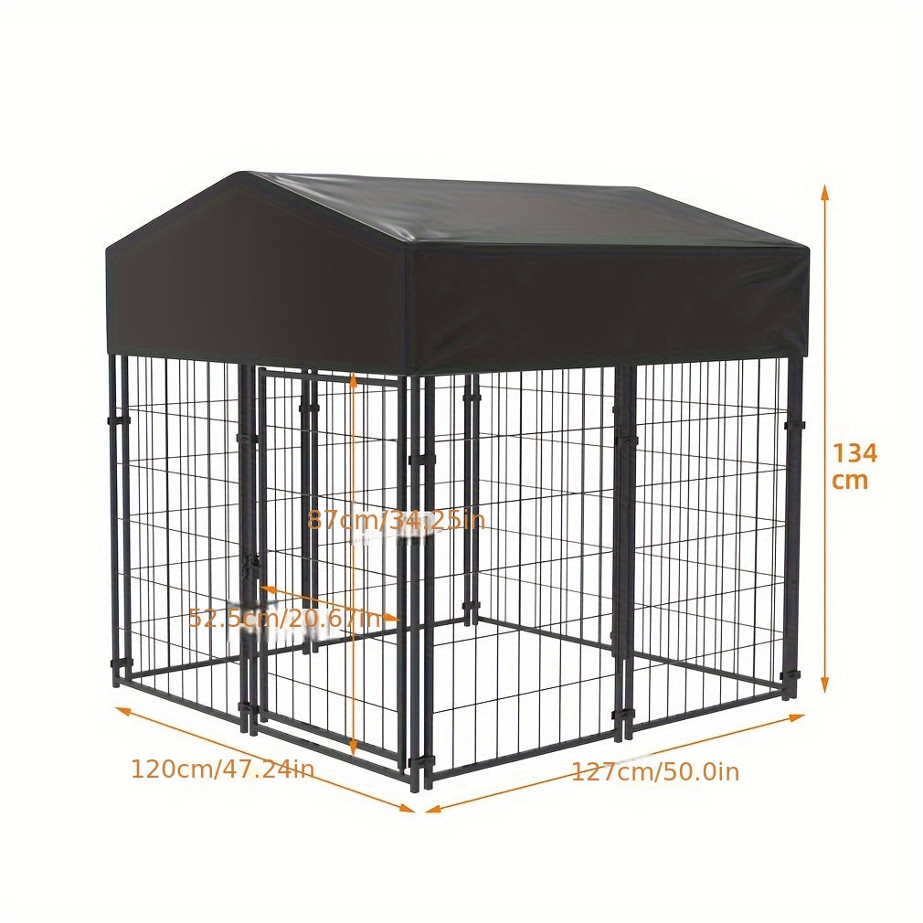 Large Dog Cage Heavy Duty Metal Dog Kennel Outdoor Indoor With Waterproof Cover S-XL