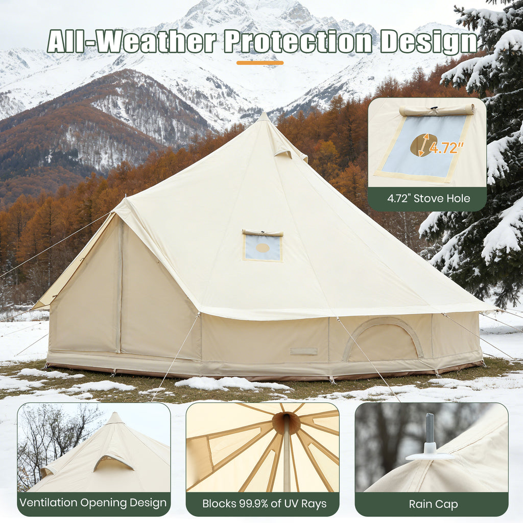 Luxury Oxford Fabric Bell Tent, Yurt Canvas Tent with Stove Jack, 4/6/8 Person Family 4 Season Camping