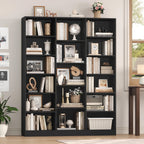 FULTRU Triple Wide Bookshelf, 6 Tier Large Bookshelf, Bookcase with 17 Open Display Shelves, 74'' Tall Bookcases And Bookshelves for Living Room, Home Office, Library