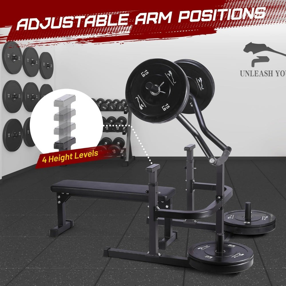 Heavy-Duty Adjustable Chest Press Machine with Bench - Home Gym Bench Press Rack w/ Independent Converging Arms, Smooth Bearing System & Flat Bench for Upper Body Strength Training (/) - Steel Weight Training Equipment Suitable for Home Gym