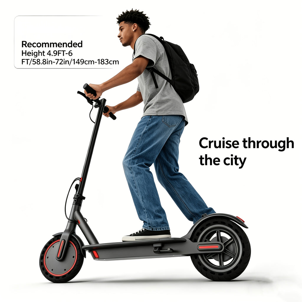 Long Distance Range, Foldable Adult Electric Scooter, 350W Motor, 8.5" Anti-Slip Solid Tires, Smart APP & LCD Dashboard, 3 Adjustable Speeds, Dual Safe Brakes, LED Headlight Taillight, Built-in Bell, Aluminum Alloy Frame, 265 LBS Max Load