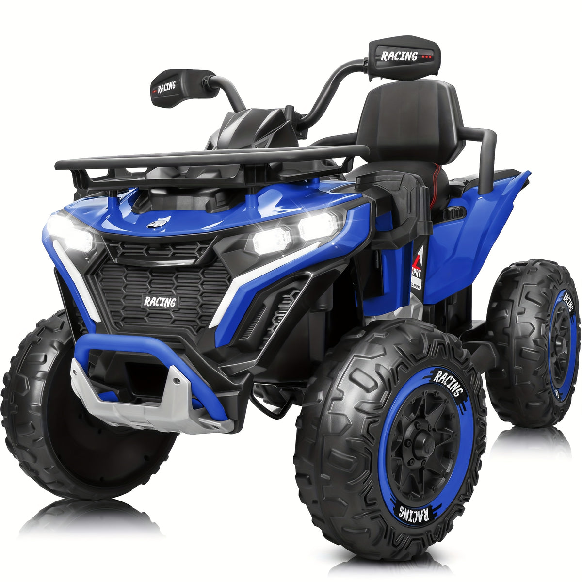 24V Electric Kids ATV Quad, 4WD Off-Road Vehicle, 2-Seater with Leather Seats And Knee Pads, Ride-On for Boys And Girls (/Red//Black) - Ideal Birthday/Christmas/Halloween Gift, 3 Speeds, Remote Control Design