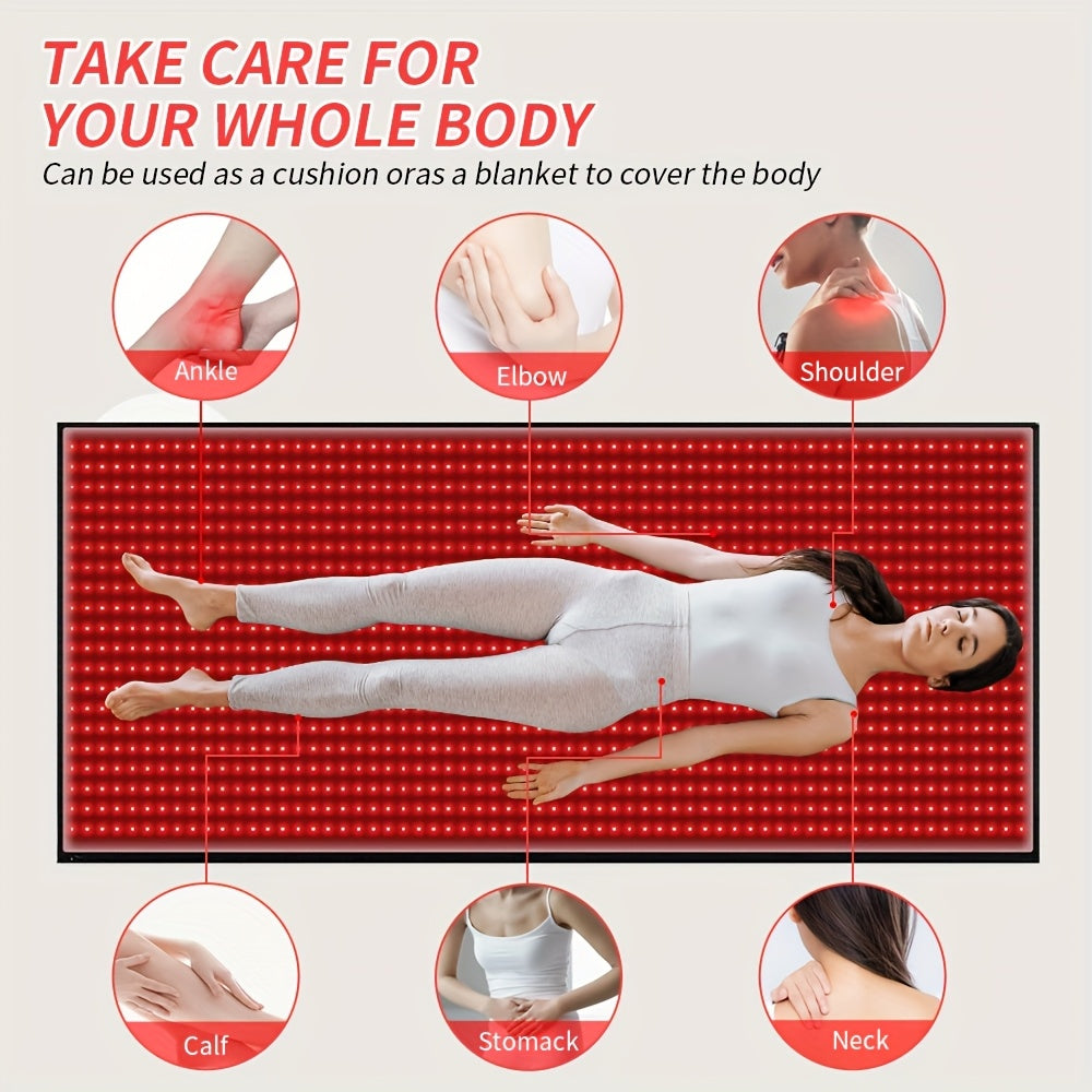 71'' X 31.5'' LED 1280pcs 660Nm Red Light Mat 850Nm Near Infrared Light Devices 3 Modes And 9 Timers, Extra Large Red Light Pad Blanket for Full Body