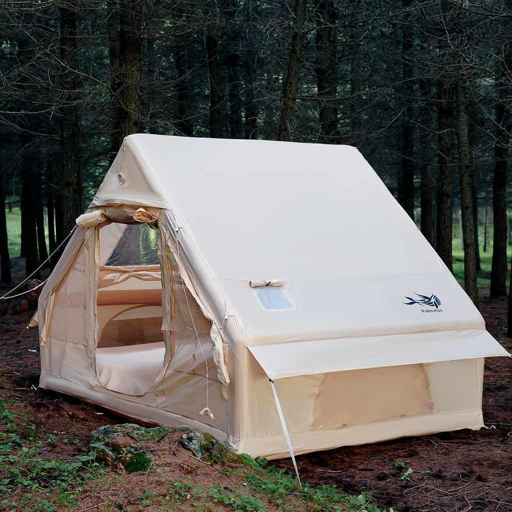 PAKICETUS Quick Setup Inflatable Camping Tent for 4-6 Person Family, Summer Glamping Inflatable House with Breathable Mesh And Quick Air-Flow, Suitable for All Seasons, Outdoor Camping, Hiking, And Backpacking