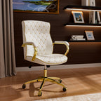 Executive Office Chair with Golden Frame for Swivel Seating and Workspace Mobility at Your Desk