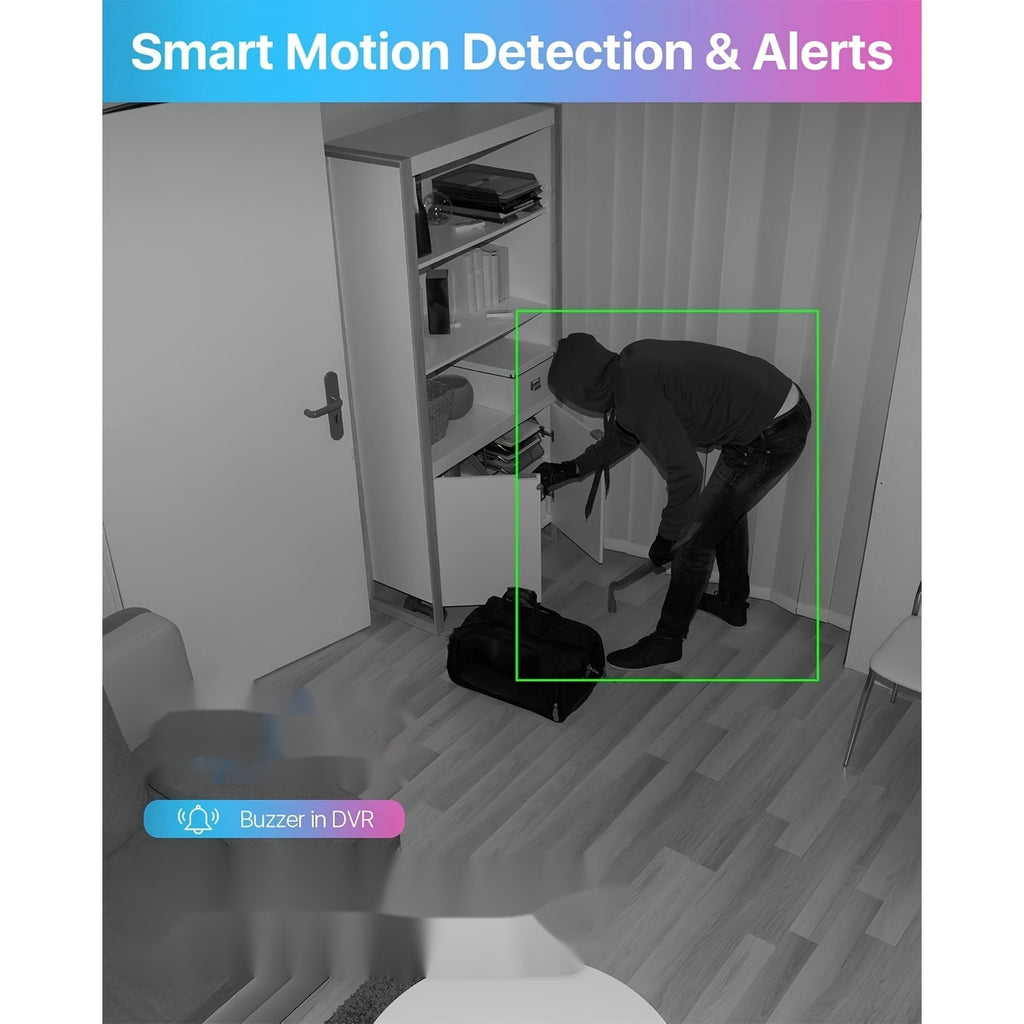 4pcs 8CH 5MP Lite H.265+ Wired Security Camera System - AI Human Vehicle Detection, 4 X 1080P Surveillance Cameras with 60ft BNC Cables, Email Alert with Snapshots (No Hard Drive)