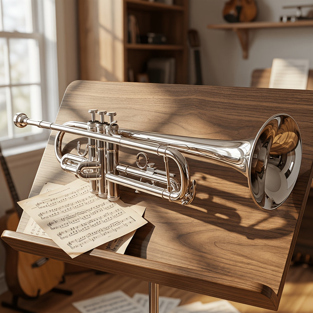 B Flat Silvery Bb Trumpet for Concert Band with Case