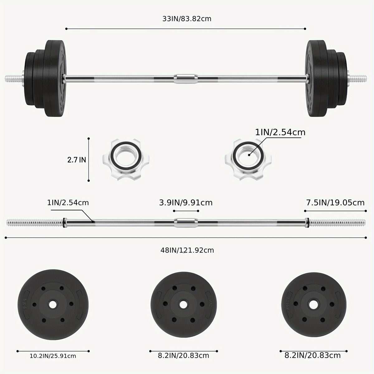 66Lbs 2-In-1 Adjustable Dumbbell Set, Barbell Free Weight Set with Connector for Strength Training Body Shaping Home Gym Equipment