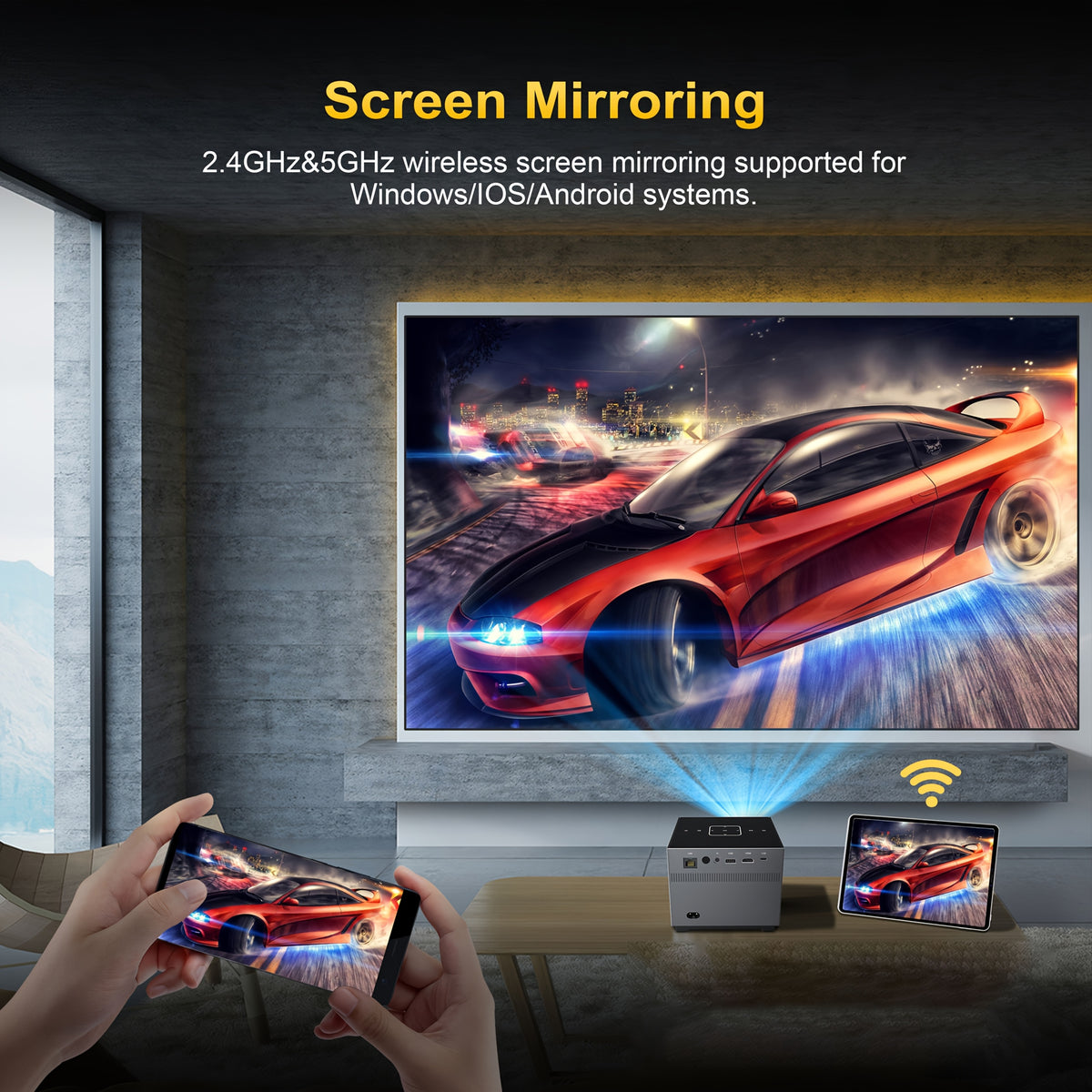 Smart Mini Projector, HD Portable With Dual Band WiFi 6 And BT 5.0, Supports 8K Decoding Native 720P 200 Inch Screen, Android 11.0 OS, Compatible With Smartphones iPad TV HDTV, Creating A Mobile Home Theater Experience, A Budget Gift Suit