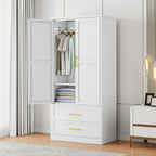 71" Metal Armoire with 2 Doors, Hanging Rod, 2 Drawers And Adjustable Shelf - Clothing Storage Cabinet for Bedroom, Gym, Cloak Room