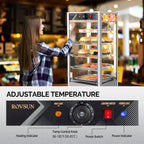 5-Tier Food Warmer Pizza Warmer Countertop, Food Warmer Display Pretzel Warmer with LED Lighting Removable Shelves Glass Door, Pastry Display Case for Buffet Restaurant Cafe, 110V 800W