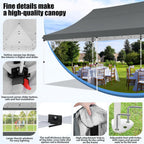 10X20Ft Pop Up Canopy Tent, Canopy with 6 Side Walls, Wedding Party Tent, Outdoor Gazebo Awning, 3 Adjustable Heights with Carry Bag, Heavy Duty Event Booth Waterproof Tent for Backyard, Lawn, Camping Party, Holiday Party, Outdoor Celebration
