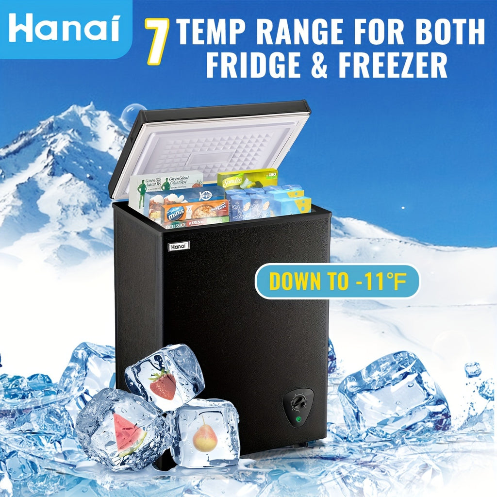 WANAI Chest Freezer 3.5 CU.FT Deep Freezer Compact Mini Freezer 7 Temperature Control Low Noise with Removable Basket for Dorm Apartment Home Kitchen