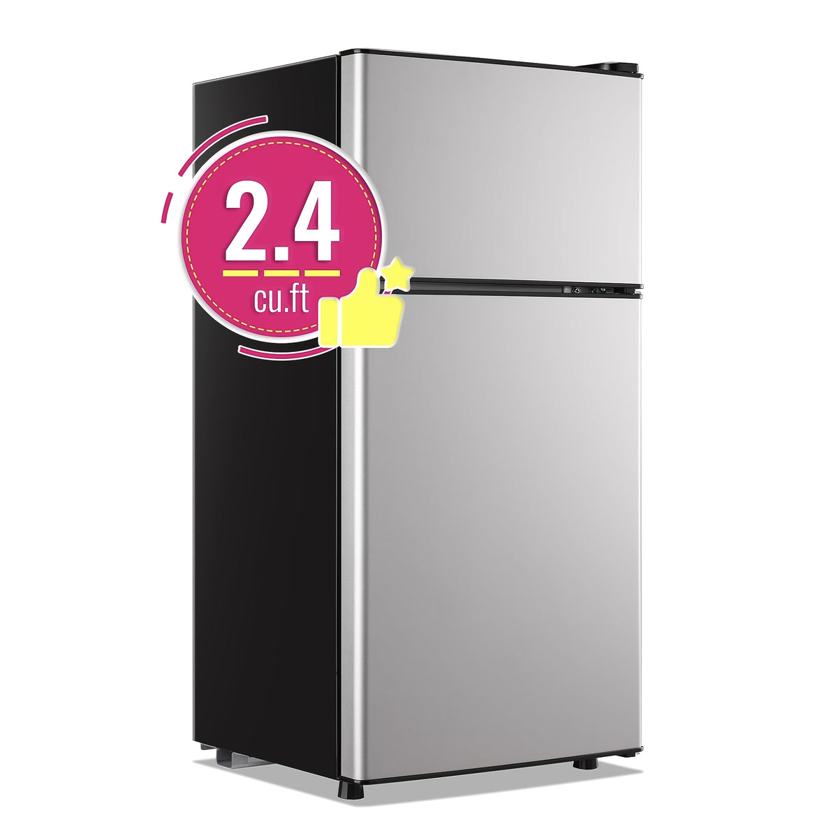 WANAI Compact Refrigerator 2.4 CU.FT Mini Fridge with Freezer Single Door Adjustable Temperature Side Door Wire Rack Suit for Dorm Office Apartment