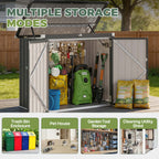 UFFIGAMA Lockable Outdoor Trash Can Storage Shed - 4.93 X 2.6ft Metal Garbage Bin Enclosure with Chain Lid, Waterproof & Weather-Resistant, Ideal for Trash Cans, Lawn Mower, And Garden Tools, Perfect for Backyard & Patio