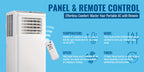 [Up to 8000 BTU Portable AC] Portable Air Conditioner, Air Conditioner with Cooling, Fan, Dehumidifier, Sleep Mode, Cooling Up to 250 Sq.Ft. with 24H Timer/Digital Display/Remote Control & Window Kit, Perfer for Office Bedroom & Apartment