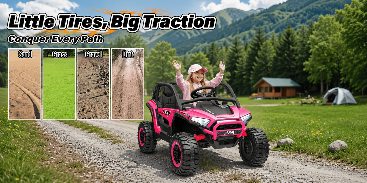 24V Ride-On Car, 2-Seater XL 4X4 Off-Road UTV with Powerful Motors, Remote Control, Music, LED Lights, 20" Wide Seat, 24 Volt Ride-On Toys for Big Kids