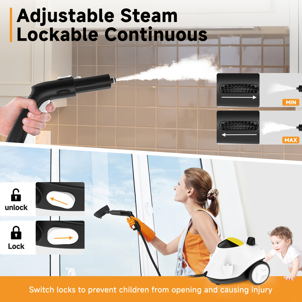 Steam Cleaner, Powerful Multipurpose Handheld Steam Mop for Home Use, 21 Attachments, Heavy Duty Steamer for Carpets, Floors, Cars, Tiles, Crack Cleaning, Turquoise
