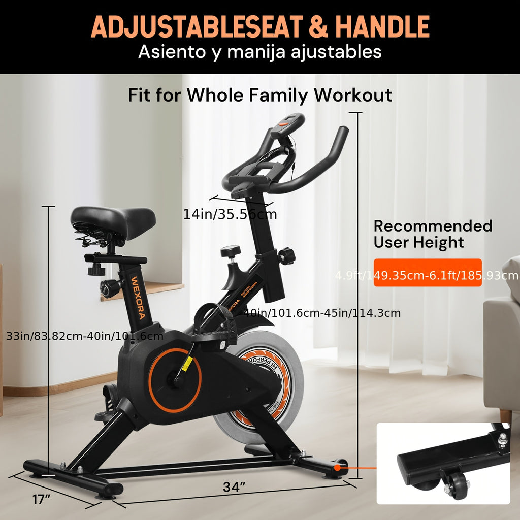 1pc Heavy-Duty Magnetic Bike for Home Gym - Adjustable Magnetic & Belt Drive System, Quiet Indoor Cycling Bike with Magnetic Brakes, Suitable for Home Gyms, Rehabilitation Training, for Home Fitness Equipment, Christmas Gifts