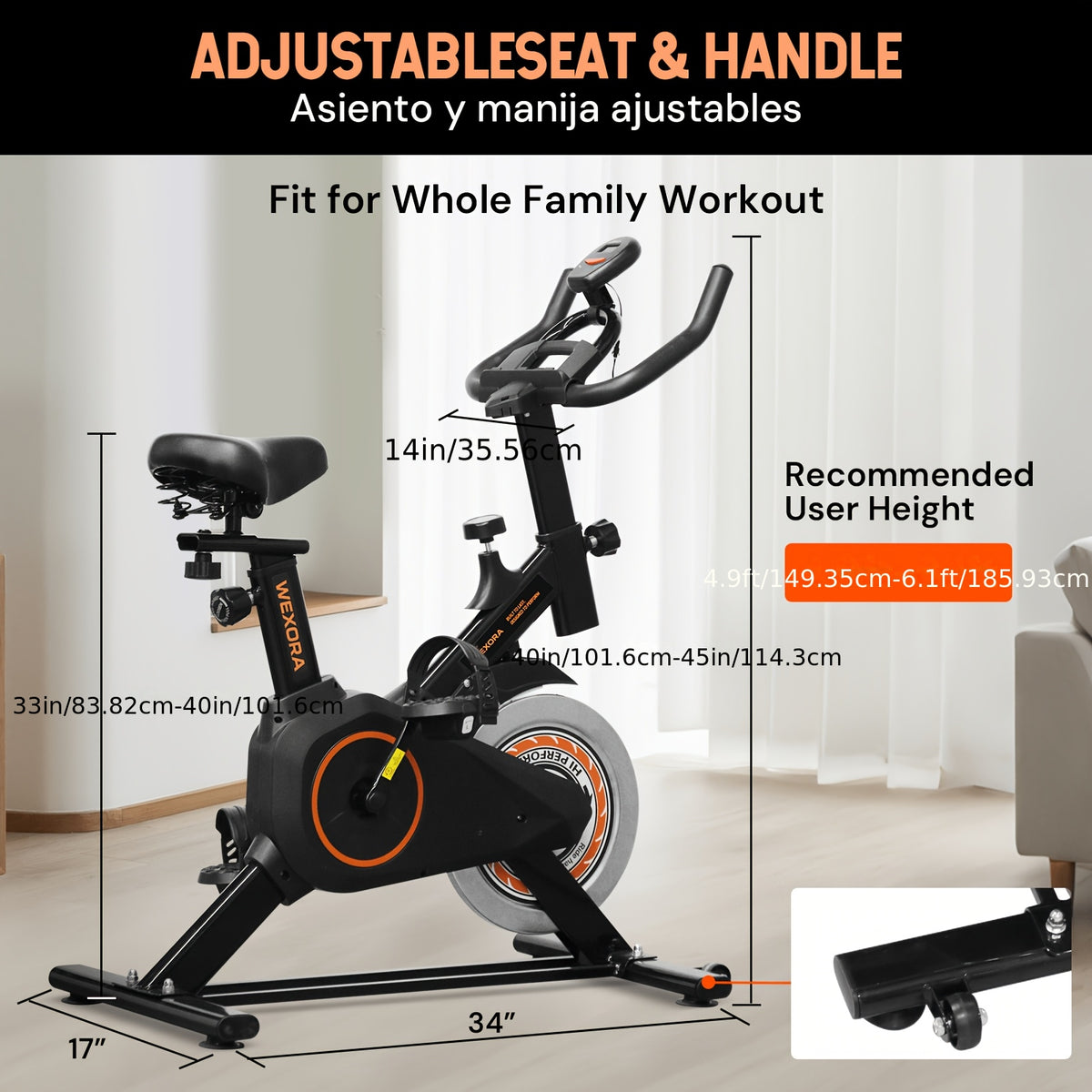 1pc Heavy-Duty Magnetic Bike for Home Gym - Adjustable Magnetic & Belt Drive System, Quiet Indoor Cycling Bike with Magnetic Brakes, Suitable for Home Gyms, Rehabilitation Training, for Home Fitness Equipment, Christmas Gifts