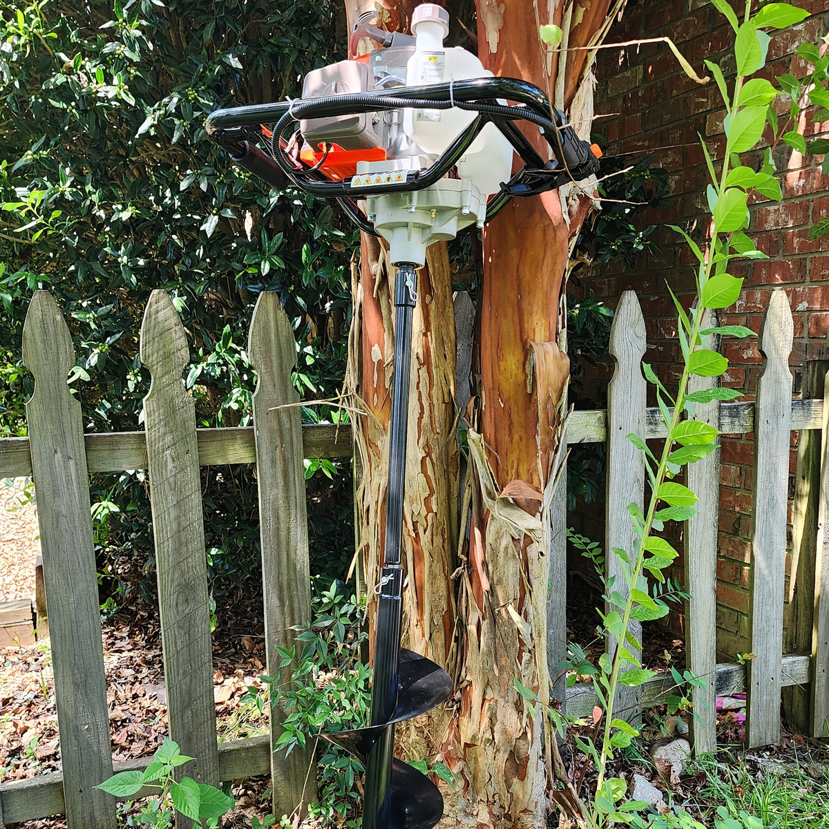 72.8cc 2-Stroke Auger Post Hole Digger | Gas Powered Earth Auger with 2 Extension Rods & 6" & 8" Auger Bits - Ideal for Fencing, Gardening, Construction - Heavy Duty Metal Digging Machine