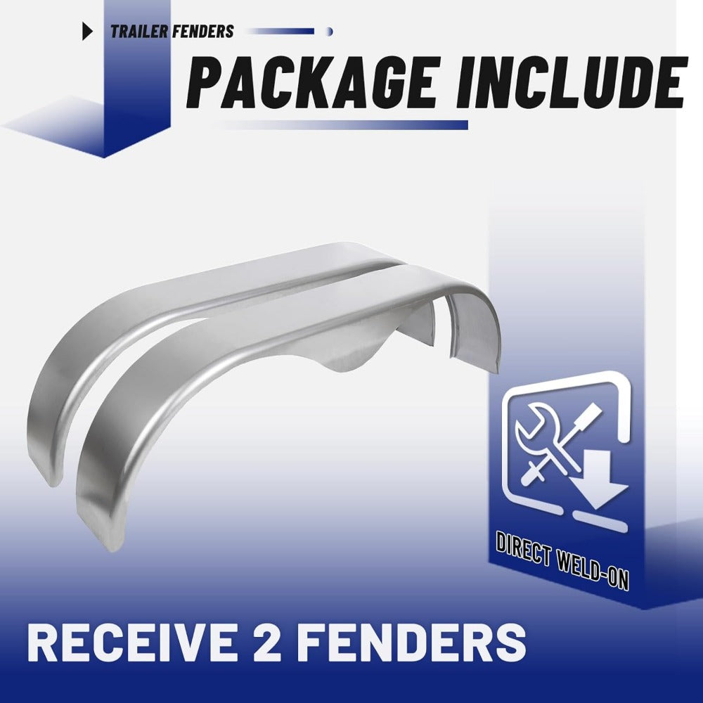 2Pcs Tandem Trailer Fender Double Axle Compatible with 13-15 Inch Wheels Teardrop Pair Enclosed Trailers 9" x 66" x 19.5" - Cold Rolled Steel (halloween & car accessories)
