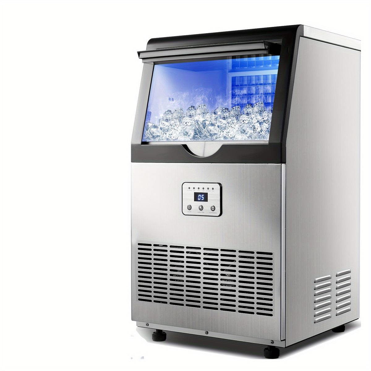 Commercial Ice Maker Machine 100LBS/24H with 13LBS Storage Bin, Freestanding/Under Counter Ice Machine for Home/Party/Bar/Restaurant, Include Water Filter, Scoop, Connection Hose