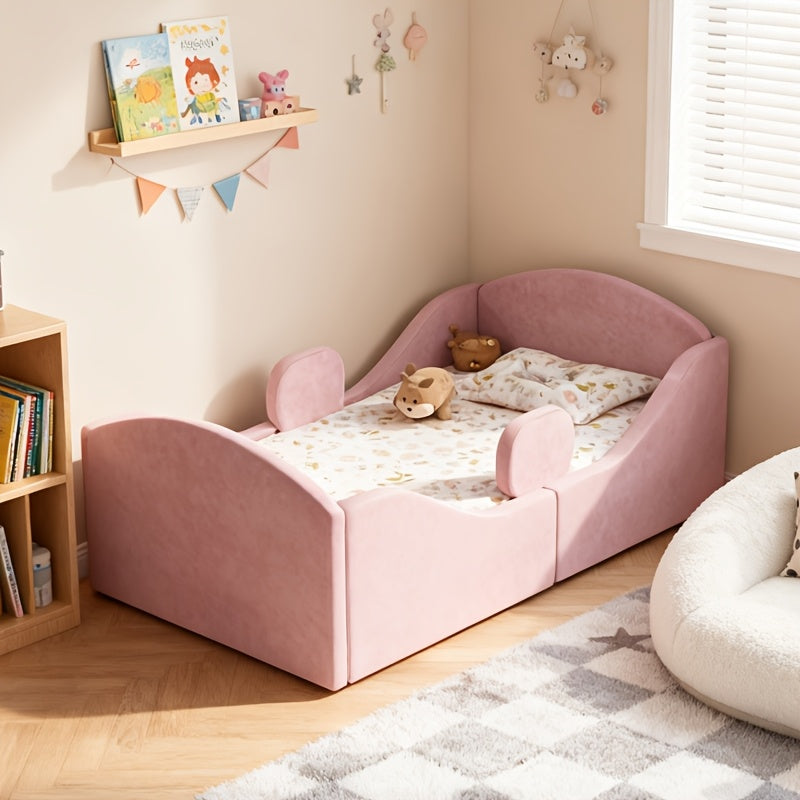 Toddler Floor Bed with Removable Safety Rails, Suitable for Both Boys And Girls, Standard Crib Size, Safety-Padded Toddler Bed, Low Profile Design