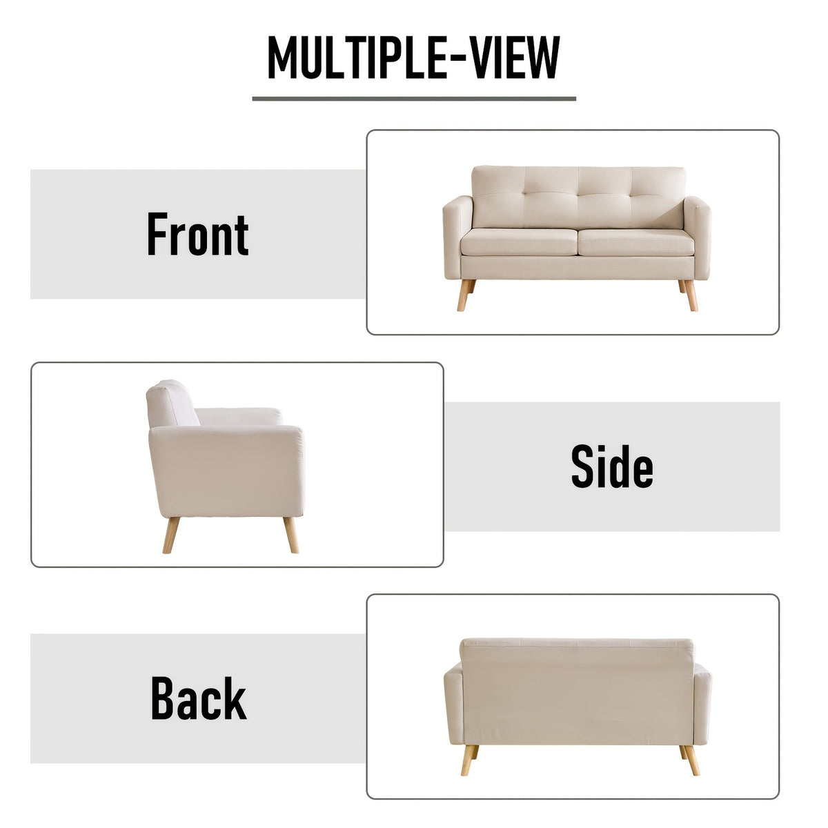 Loveseat Sofa, Mid-Century Modern Decor Love Seat Couches for Living Room, Button Tufted Upholstered Small Couch for Bedroom, Solid And Easy to Install Love Seat Furniture