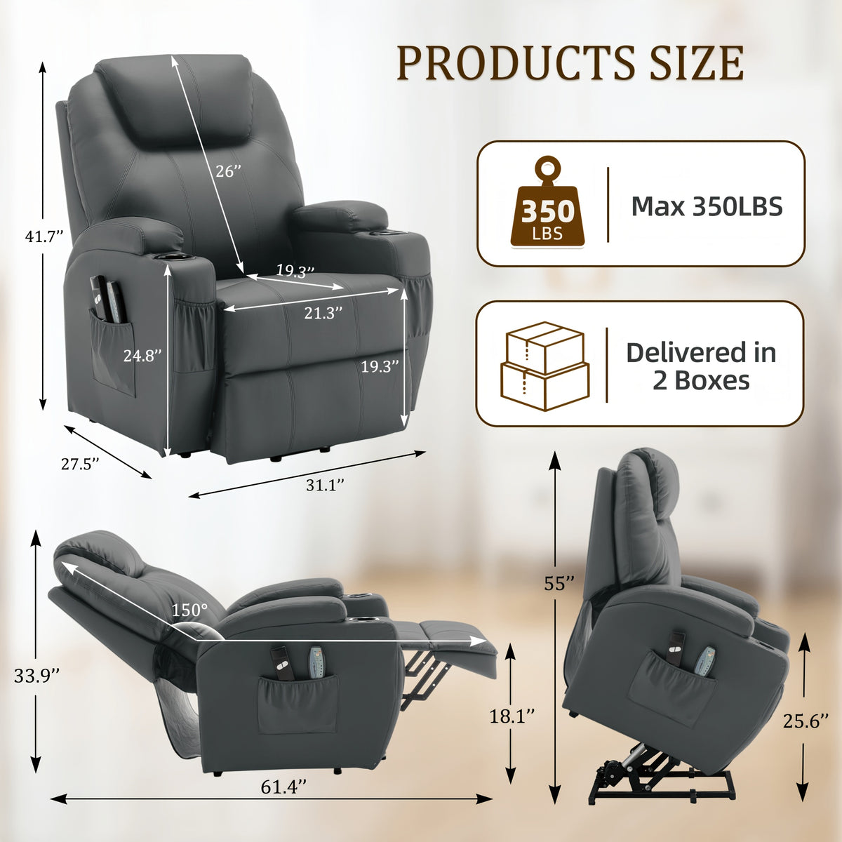 A Special Massage Chair for Personal Care And Home Use, Massage Chair Clearance Deal, Power Lift Recliner Chair, The Electric Chair Features Massage And Heating Functions, Comes with A Remote Control And Cup Holder, Holiday Gift