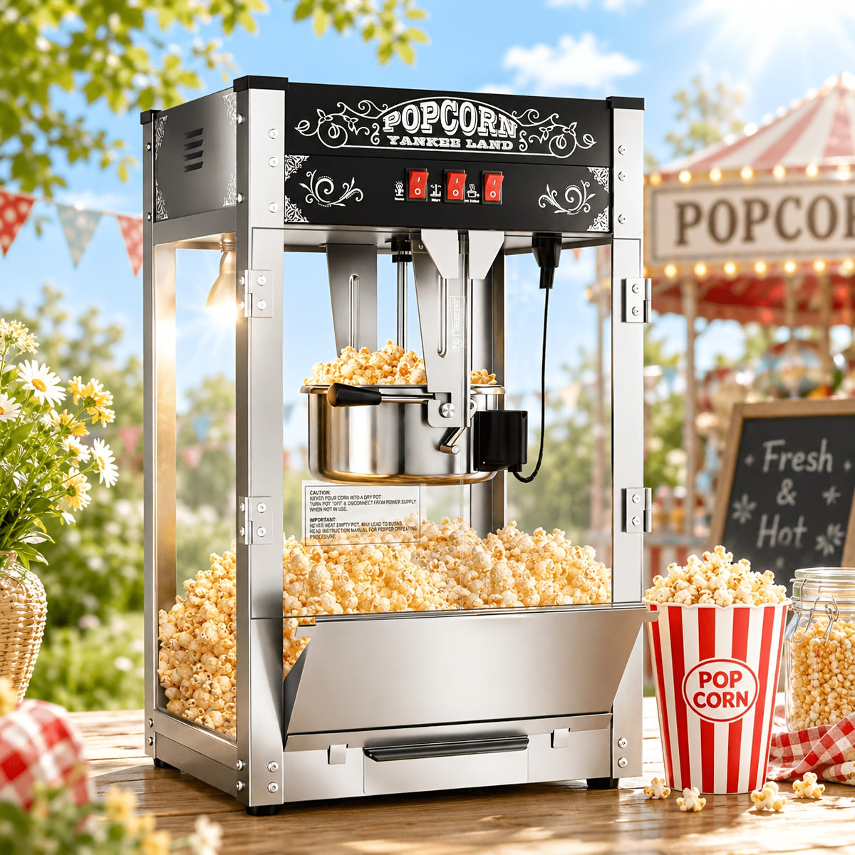 [Home Theater, Parties] 8oz Popcorn Machine, Commercial Pop Corn Maker Machine, Countertop Popcorn Machine with 3-Switch Control for Home Movie Theater, Parties
