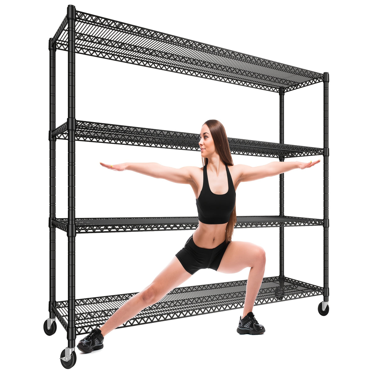 Wire Shelving Unit – REIBII 3200 LBS Heavy-Duty Storage Rack with Wheels, 5-Tier 60 in W x 18 in D x 73 in H