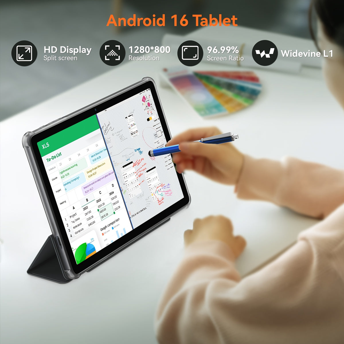 TABWEE T20 Android 16 New 2026 Tablet, HD IPS Large Screen, Unisoc Octa-Core High-Performance CPU, 24(8+16)GB RAM + 256(2TB Expand), 8MP+5MP Dual Cameras, Support Long Battery Life, Face Unlock, Widevine L1, Gemini Ai, And 90Hz High Refresh Rate