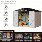 Outdoor Storage Shed with Padlock-Ready Doors and Sloped Roof for Garden Tools, Bikes or Seasonal Item Storage