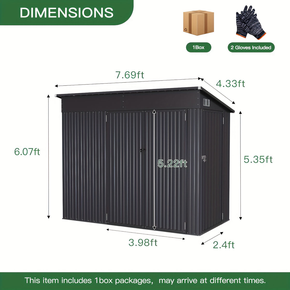 Nordivale 8 X 4/10X8/12X8 FT Outdoor Storage Shed with Sturdy Metal Frame - Lockable Triple Door Tool Sheds, Heavy Duty Storage Building for Bicycles, Lawn Tools Suitable All-Weather, Waterproof Garden Metal Trash Storage Sheds for Patio, Backyard