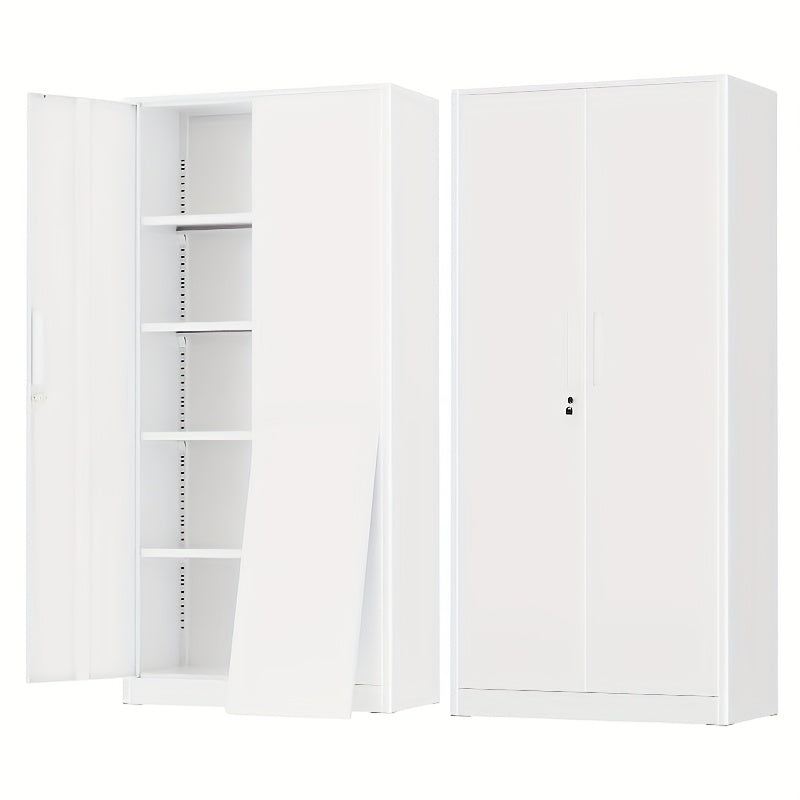 72" Metal Storage Cabinet with Lock, with 2 Doors And 4 Adjustable Shelves, Lockable Steel Storage for Office, Garage, Warehouse,, Home