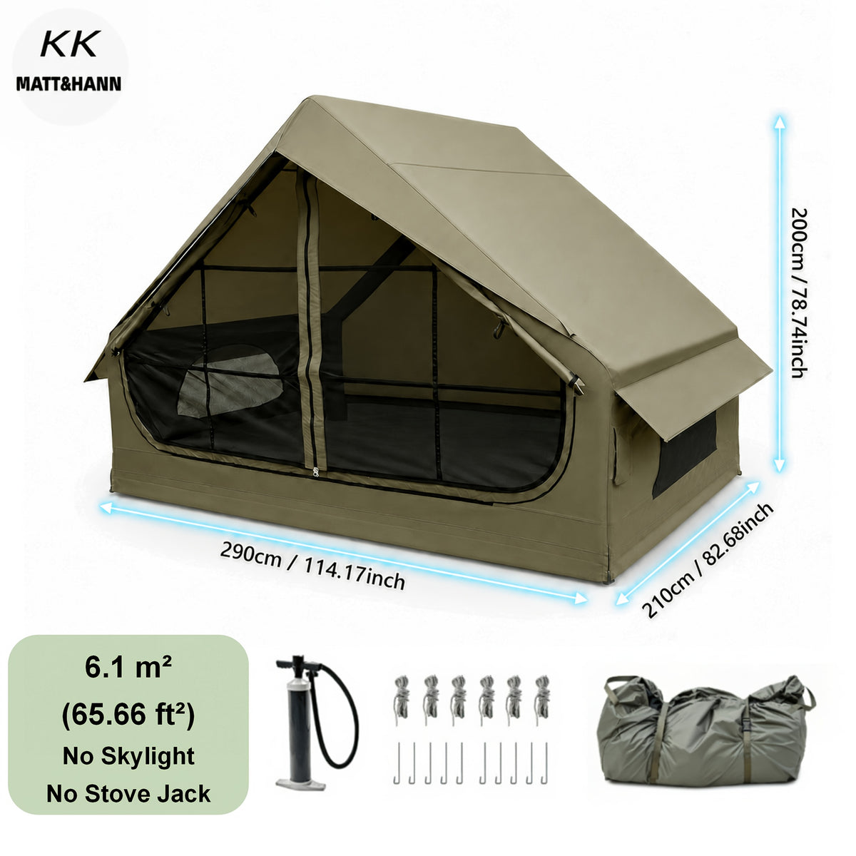 Spacious Luxury Quick-Setup Inflatable Lightweight Glamping Tent, High-Quality High Quality; All-Weather and All-Season Use, Specifically Designed for Sophisticated Camping Enthusiasts, Suitable for Family and Friends' Camping Trips