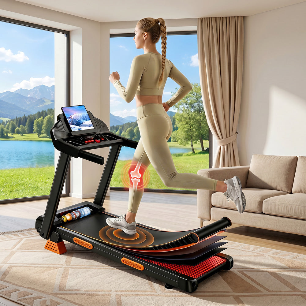 4-in-1 Foldable Treadmill with 15% Incline, Portable with Handle, 300 lbs Capacity for Home and Office