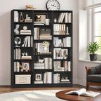 FULTRU Triple Wide Bookshelf, 6 Tier Large Bookshelf, Bookcase with 17 Open Display Shelves, 74'' Tall Bookcases And Bookshelves for Living Room, Home Office, Library