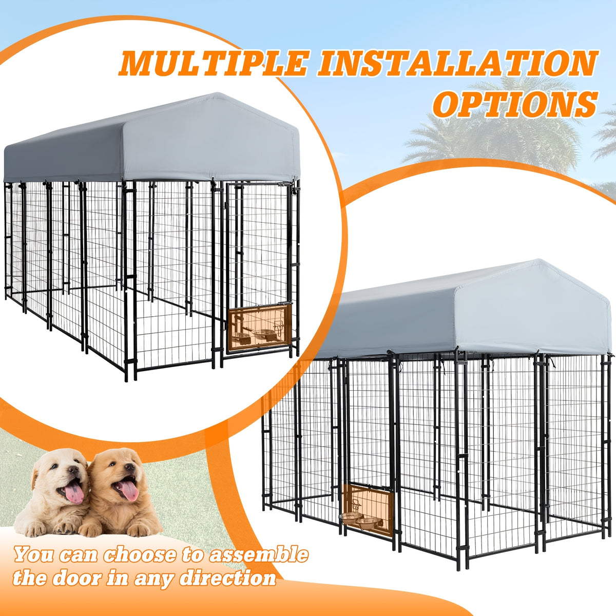 Large Outdoor Dog Kennel Measuring 8X4X6 Feet - Sturdy Welded Wire Steel Playpen Enclosure for Dogs - Includes A, Uv-Resistant Cover And a Secure Lock for Your Backyard