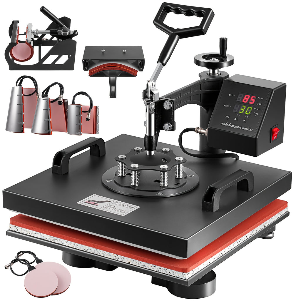 8-in-1 Heat Press Machine, Equipped with 15x15 Inch / 15x12 Inch Pressure Plates, 360° Rotating T-shirt Heat Transfer Machine, Digitally Controlled Dual LED Display, Suitable for Sublimation Transfer on T-shirts, Hats, Mugs, Plates, and Other Items