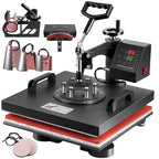 8-in-1 Heat Press Machine, Equipped with 15x15 Inch / 15x12 Inch Pressure Plates, 360° Rotating T-shirt Heat Transfer Machine, Digitally Controlled Dual LED Display, Suitable for Sublimation Transfer on T-shirts, Hats, Mugs, Plates, and Other Items