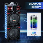 Sound Portable Party Bluetooth Speakers Loud Sound Powerful, DJ Sound Stereo Loud Bass Karaoke Machine with Sound Reactive Party Lights, USB/SD Input and Telescopic Pull Rod, Remote Control